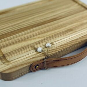 Roast Carving Board with Leather Handle on side