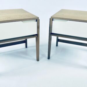 Pair of bedside pedestals In grey American ash and white Duco