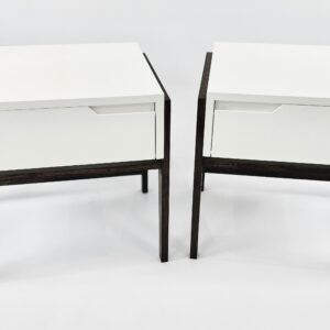 Pair of bedside pedestals mahogany stained American ash and white Duco