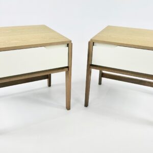 Pair of bedside pedestals in American oak and white Duco